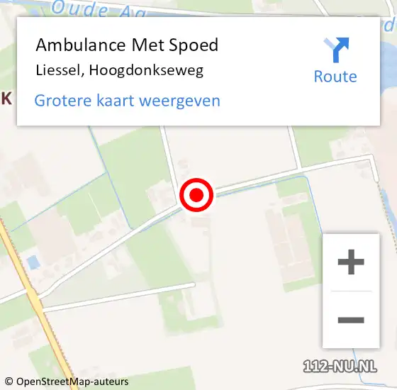 Locatie op kaart van de 112 melding: Ambulance Met Spoed Naar Liessel, Hoogdonkseweg op 23 augustus 2018 22:09