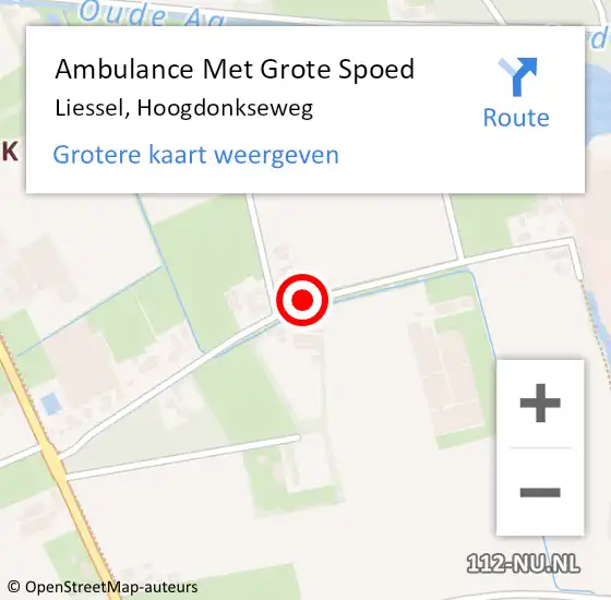 Locatie op kaart van de 112 melding: Ambulance Met Grote Spoed Naar Liessel, Hoogdonkseweg op 23 augustus 2018 22:12