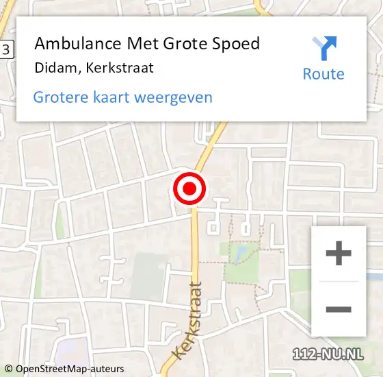 Locatie op kaart van de 112 melding: Ambulance Met Grote Spoed Naar Didam, Kerkstraat op 23 augustus 2018 22:17