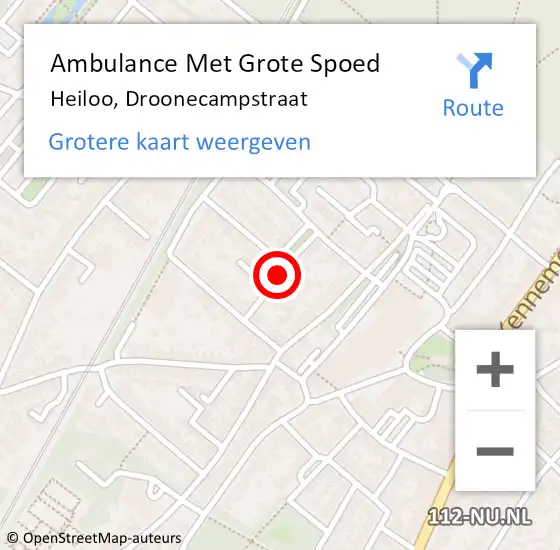 Locatie op kaart van de 112 melding: Ambulance Met Grote Spoed Naar Heiloo, Droonecampstraat op 23 augustus 2018 22:35