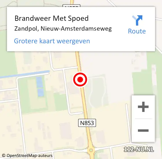 Locatie op kaart van de 112 melding: Brandweer Met Spoed Naar Zandpol, Nieuw-Amsterdamseweg op 23 augustus 2018 22:56