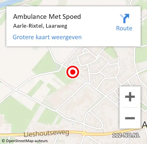 Locatie op kaart van de 112 melding: Ambulance Met Spoed Naar Aarle-Rixtel, Laarweg op 23 augustus 2018 22:58