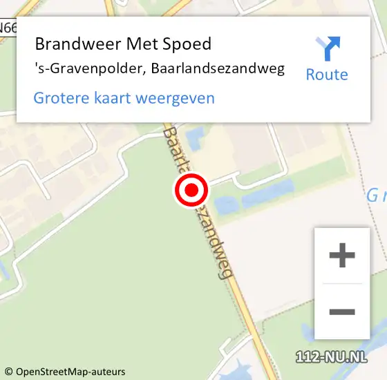 Locatie op kaart van de 112 melding: Brandweer Met Spoed Naar 's-Gravenpolder, Baarlandsezandweg op 23 augustus 2018 23:07