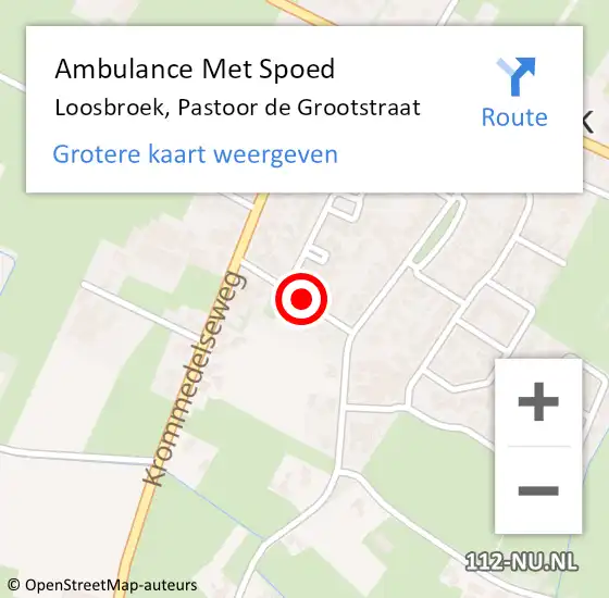 Locatie op kaart van de 112 melding: Ambulance Met Spoed Naar Loosbroek, Pastoor de Grootstraat op 24 augustus 2018 00:11