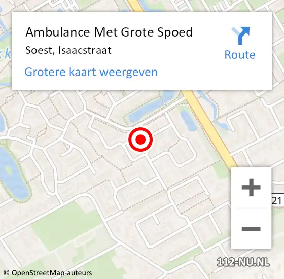 Locatie op kaart van de 112 melding: Ambulance Met Grote Spoed Naar Soest, Isaacstraat op 24 augustus 2018 00:33