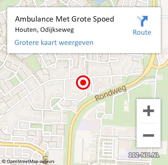 Locatie op kaart van de 112 melding: Ambulance Met Grote Spoed Naar Houten, Odijkseweg op 24 augustus 2018 01:10