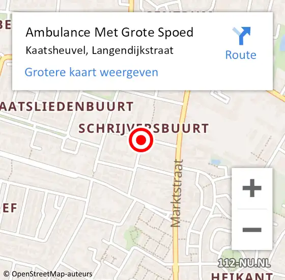 Locatie op kaart van de 112 melding: Ambulance Met Grote Spoed Naar Kaatsheuvel, Langendijkstraat op 24 augustus 2018 01:50