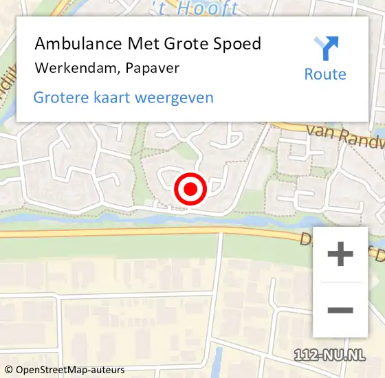 Locatie op kaart van de 112 melding: Ambulance Met Grote Spoed Naar Werkendam, Papaver op 24 augustus 2018 04:36