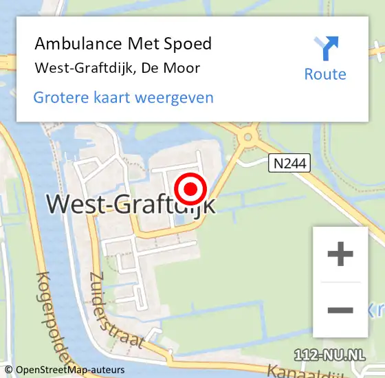 Locatie op kaart van de 112 melding: Ambulance Met Spoed Naar West-Graftdijk, De Moor op 24 augustus 2018 05:44