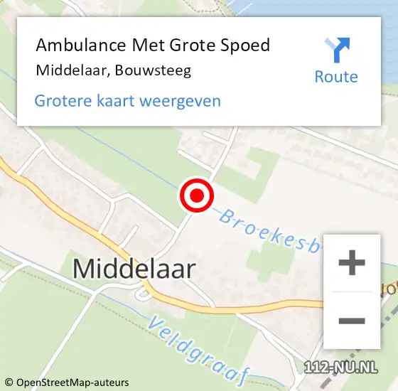 Locatie op kaart van de 112 melding: Ambulance Met Grote Spoed Naar Middelaar, Bouwsteeg op 24 augustus 2018 06:54