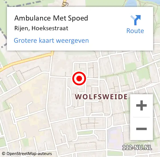 Locatie op kaart van de 112 melding: Ambulance Met Spoed Naar Rijen, Hoeksestraat op 24 augustus 2018 07:13