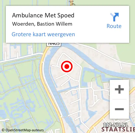 Locatie op kaart van de 112 melding: Ambulance Met Spoed Naar Woerden, Bastion Willem op 24 augustus 2018 07:36