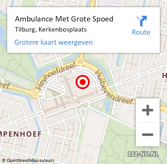 Locatie op kaart van de 112 melding: Ambulance Met Grote Spoed Naar Tilburg, Kerkenbosplaats op 24 augustus 2018 07:40