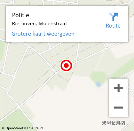 Locatie op kaart van de 112 melding: Politie Riethoven, Molenstraat op 24 augustus 2018 08:11