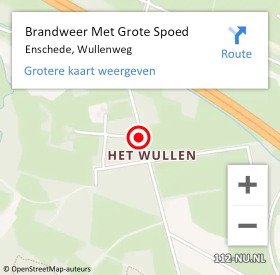 Locatie op kaart van de 112 melding: Brandweer Met Grote Spoed Naar Enschede, Wullenweg op 24 augustus 2018 08:14