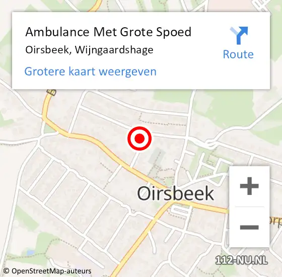 Locatie op kaart van de 112 melding: Ambulance Met Grote Spoed Naar Oirsbeek, Wijngaardshage op 24 september 2013 15:18