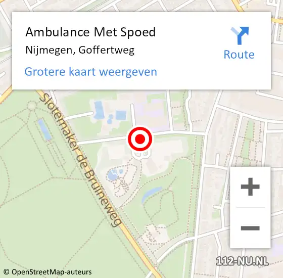 Locatie op kaart van de 112 melding: Ambulance Met Spoed Naar Nijmegen, Goffertweg op 24 augustus 2018 10:26