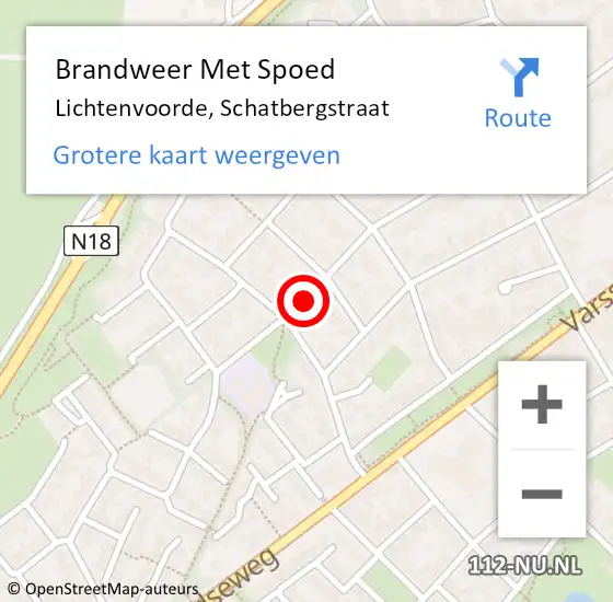 Locatie op kaart van de 112 melding: Brandweer Met Spoed Naar Lichtenvoorde, Schatbergstraat op 24 augustus 2018 10:29