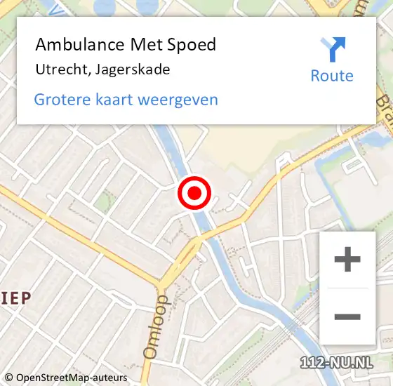 Locatie op kaart van de 112 melding: Ambulance Met Spoed Naar Utrecht, Jagerskade op 24 augustus 2018 11:19