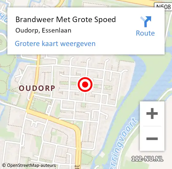 Locatie op kaart van de 112 melding: Brandweer Met Grote Spoed Naar Oudorp, Essenlaan op 24 augustus 2018 11:26