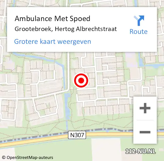 Locatie op kaart van de 112 melding: Ambulance Met Spoed Naar Grootebroek, Hertog Albrechtstraat op 24 augustus 2018 12:17