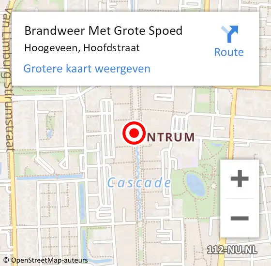 Locatie op kaart van de 112 melding: Brandweer Met Grote Spoed Naar Hoogeveen, Hoofdstraat op 24 augustus 2018 12:55