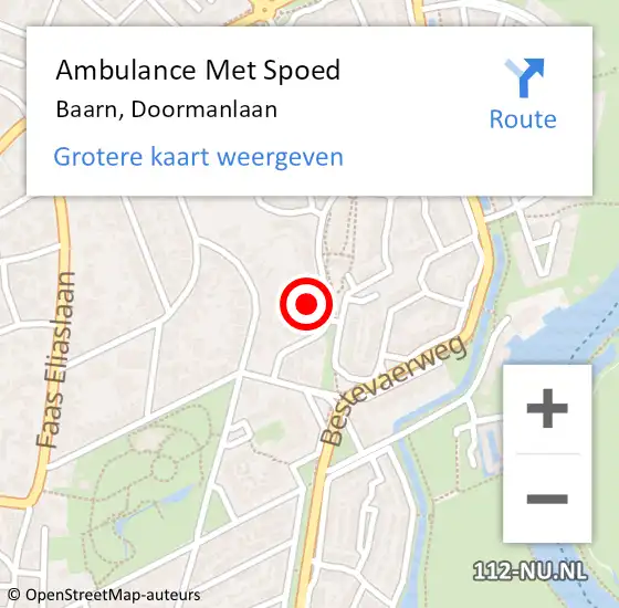 Locatie op kaart van de 112 melding: Ambulance Met Spoed Naar Baarn, Doormanlaan op 24 augustus 2018 13:06