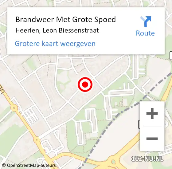 Locatie op kaart van de 112 melding: Brandweer Met Grote Spoed Naar Heerlen, Leon Biessenstraat op 24 augustus 2018 13:24