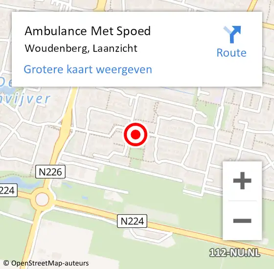 Locatie op kaart van de 112 melding: Ambulance Met Spoed Naar Woudenberg, Laanzicht op 24 augustus 2018 13:27