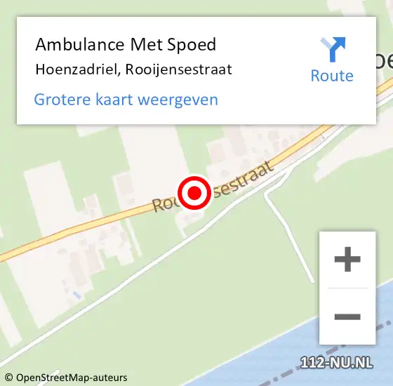 Locatie op kaart van de 112 melding: Ambulance Met Spoed Naar Hoenzadriel, Rooijensestraat op 24 augustus 2018 13:55