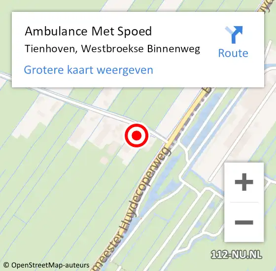 Locatie op kaart van de 112 melding: Ambulance Met Spoed Naar Tienhoven, Westbroekse Binnenweg op 24 augustus 2018 13:56