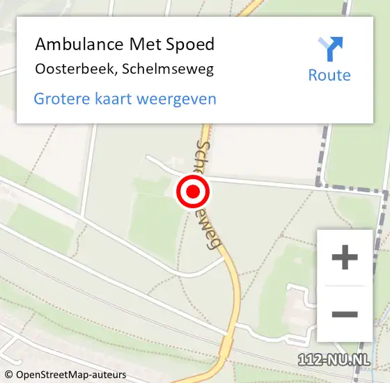 Locatie op kaart van de 112 melding: Ambulance Met Spoed Naar Oosterbeek, Schelmseweg op 24 augustus 2018 14:49