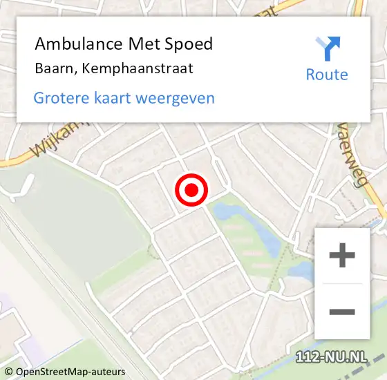 Locatie op kaart van de 112 melding: Ambulance Met Spoed Naar Baarn, Kemphaanstraat op 24 augustus 2018 15:56