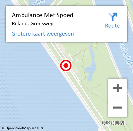 Locatie op kaart van de 112 melding: Ambulance Met Spoed Naar Rilland, Grensweg op 24 augustus 2018 16:27