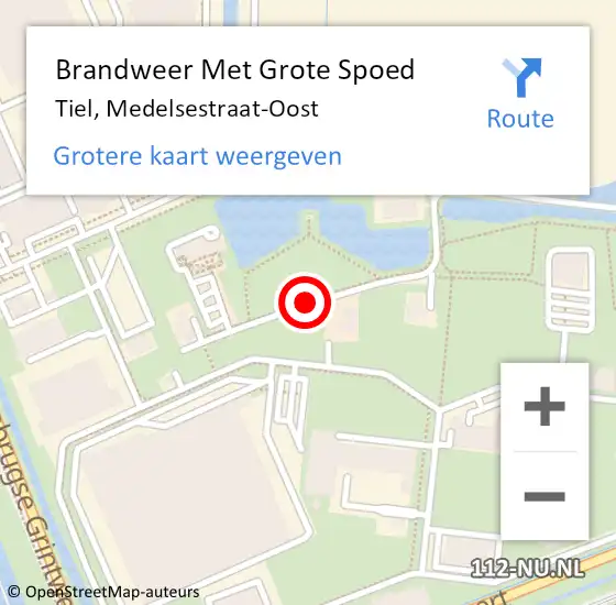 Locatie op kaart van de 112 melding: Brandweer Met Grote Spoed Naar Tiel, Medelsestraat-Oost op 24 augustus 2018 17:18