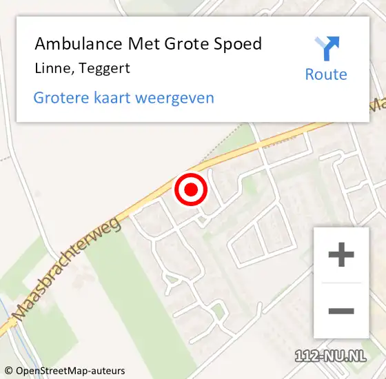 Locatie op kaart van de 112 melding: Ambulance Met Grote Spoed Naar Linne, Teggert op 6 maart 2014 23:44