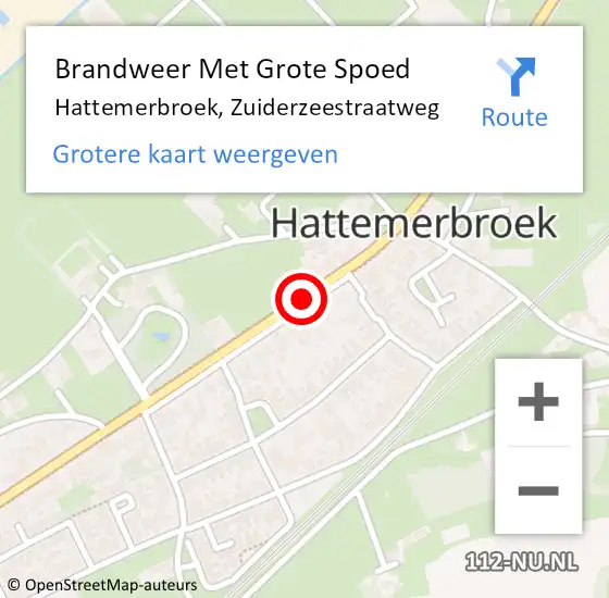 Locatie op kaart van de 112 melding: Brandweer Met Grote Spoed Naar Hattemerbroek, Zuiderzeestraatweg op 24 augustus 2018 17:43