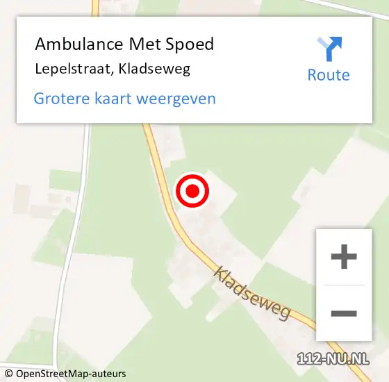 Locatie op kaart van de 112 melding: Ambulance Met Spoed Naar Lepelstraat, Kladseweg op 24 augustus 2018 17:52