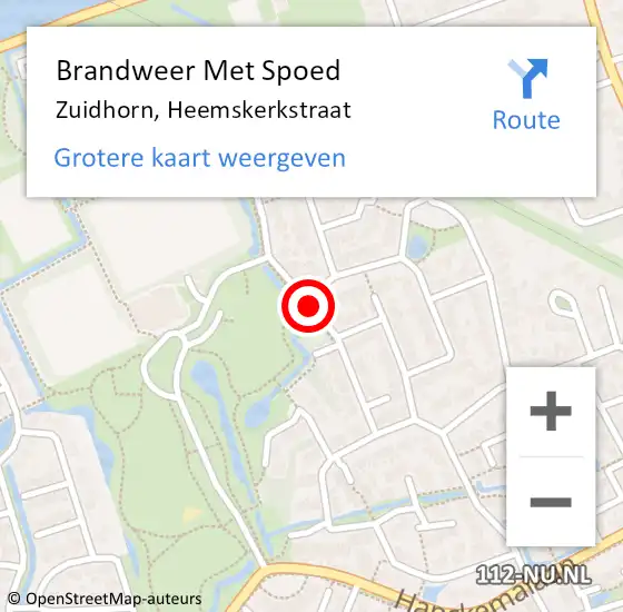 Locatie op kaart van de 112 melding: Brandweer Met Spoed Naar Zuidhorn, Heemskerkstraat op 24 augustus 2018 20:16