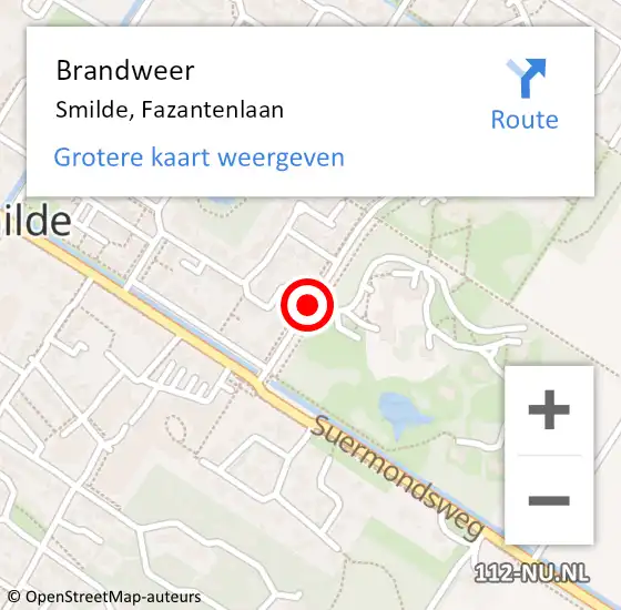 Locatie op kaart van de 112 melding: Brandweer Smilde, Fazantenlaan op 24 augustus 2018 20:35