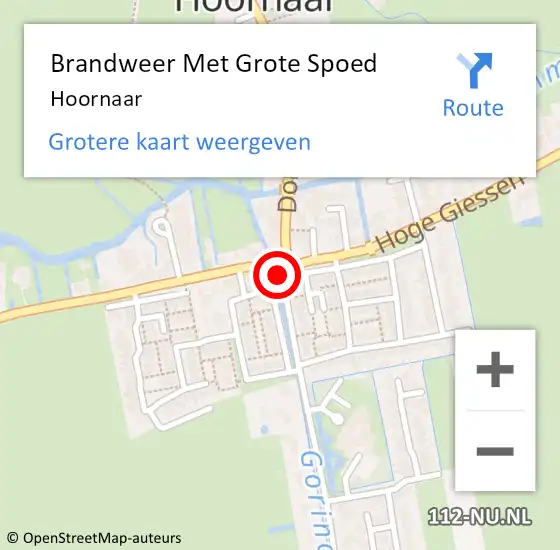 Locatie op kaart van de 112 melding: Brandweer Met Grote Spoed Naar Hoornaar op 24 augustus 2018 20:56