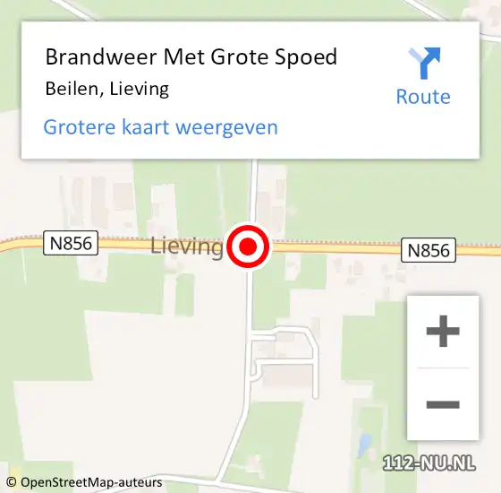 Locatie op kaart van de 112 melding: Brandweer Met Grote Spoed Naar Beilen, Lieving op 24 augustus 2018 23:49