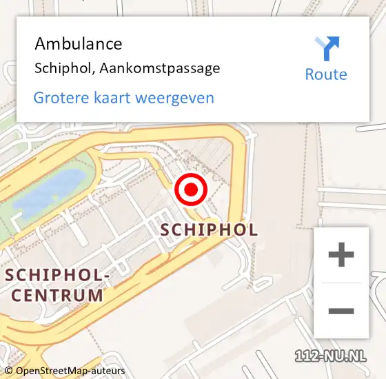 Locatie op kaart van de 112 melding: Ambulance Schiphol, Aankomstpassage op 25 augustus 2018 00:44