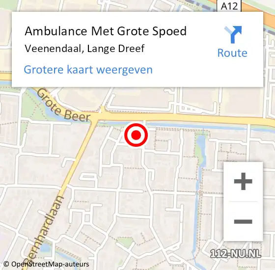 Locatie op kaart van de 112 melding: Ambulance Met Grote Spoed Naar Veenendaal, Lange Dreef op 25 augustus 2018 01:22