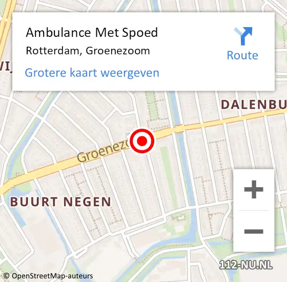 Locatie op kaart van de 112 melding: Ambulance Met Spoed Naar Rotterdam, Groenezoom op 25 augustus 2018 05:40