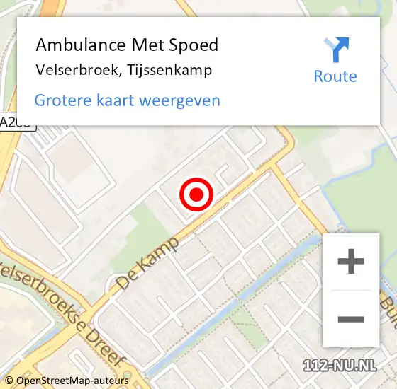 Locatie op kaart van de 112 melding: Ambulance Met Spoed Naar Velserbroek, Tijssenkamp op 25 augustus 2018 07:13