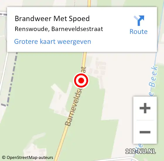 Locatie op kaart van de 112 melding: Brandweer Met Spoed Naar Renswoude, Barneveldsestraat op 25 augustus 2018 09:09