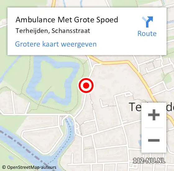 Locatie op kaart van de 112 melding: Ambulance Met Grote Spoed Naar Terheijden, Schansstraat op 25 augustus 2018 09:19