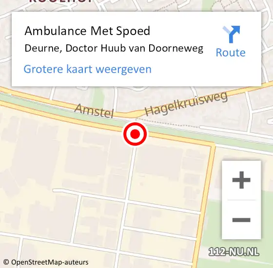 Locatie op kaart van de 112 melding: Ambulance Met Spoed Naar Deurne, Doctor Huub van Doorneweg op 25 augustus 2018 10:47