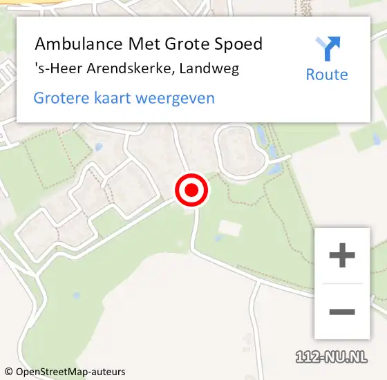 Locatie op kaart van de 112 melding: Ambulance Met Grote Spoed Naar 's-Heer Arendskerke, Landweg op 25 augustus 2018 11:02